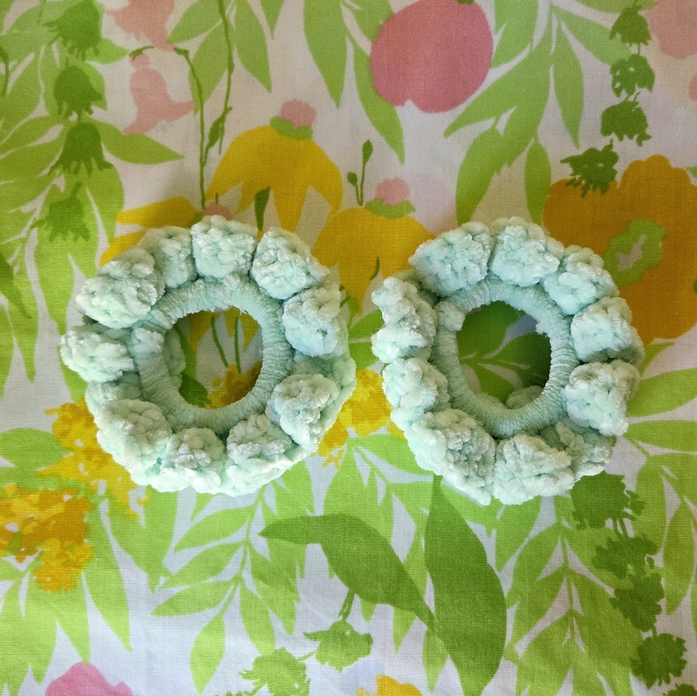 Handmade Crochet Ruffle Velvet Scrunchies-Set of 2